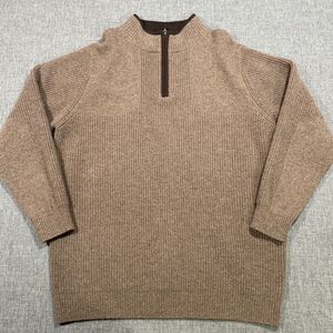 LL Bean Waterfowl Wool Sweater Sable Brown Tall XL Merino Lambswool 1/4 Zip